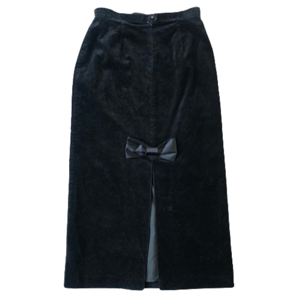 Vintage pencil fitted velvet skirt with bow - Picture 14 of 15